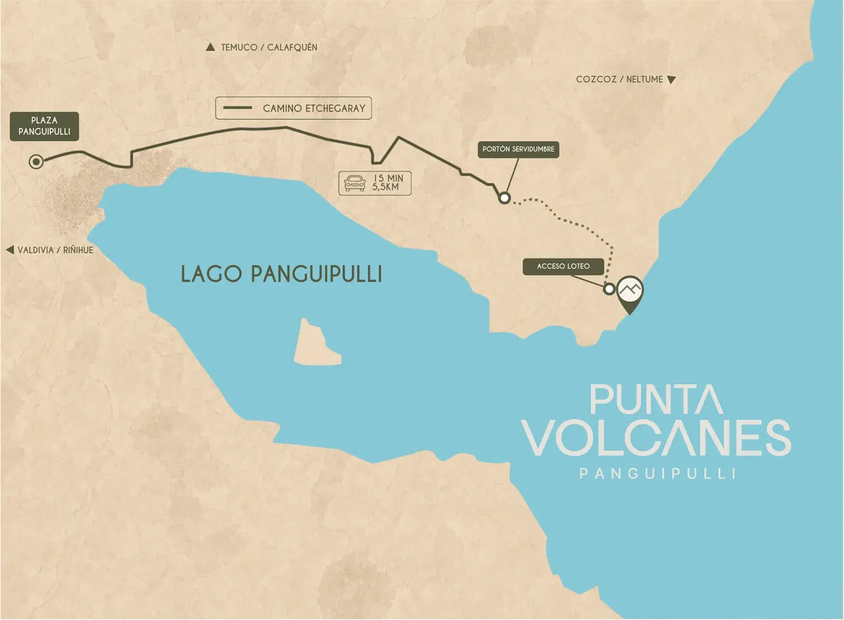 Mapa de acceso desde Panguipulli
